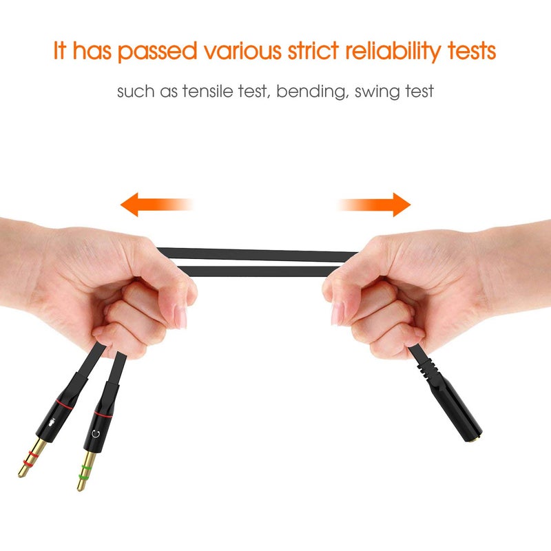 Maeline Headphone Splitter Adapter, 3.5mm Mic Cable for Computer, Headset 3.5mm Female to 2 Dual Male Microphone Audio Stereo Jack Earphones Port to Gaming Speaker PC - Image 2